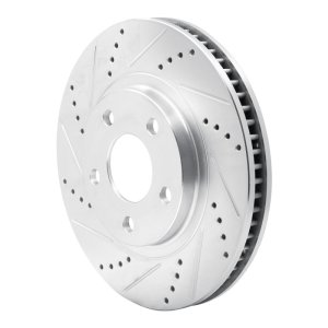 Buick Park Avenue Brake Rotor (1) - Front Left - R1 Concepts - Drilled & Slotted - Silver - `97-`05